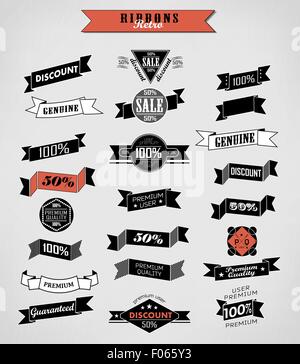 Vente et garantie rubans Étiquettes Illustration de Vecteur