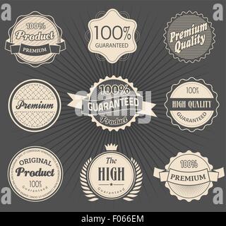 Ensemble d'étiquettes de qualité et garantie Premium Illustration de Vecteur