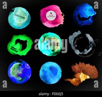 Ensemble de milieux d'aquarelle Illustration de Vecteur