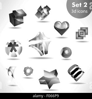 Noir blanc icon set Illustration de Vecteur