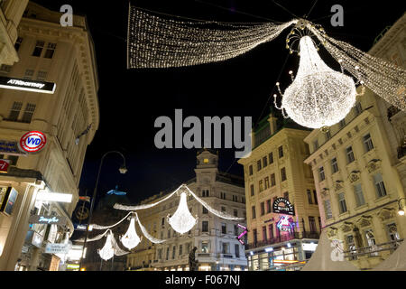 Lumières de Noël dans la rue Graben, Vienne Banque D'Images