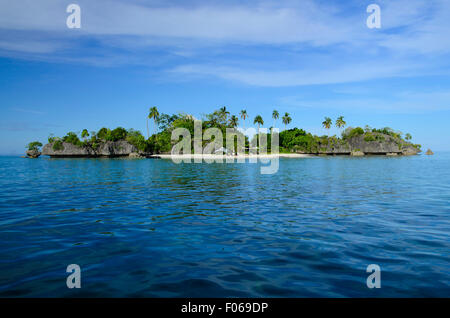 Une petite plage île dans la zone de Misool, Raja Ampat, Papouasie occidentale, en Indonésie, l'Océan Pacifique Banque D'Images