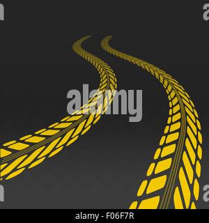 Trace de pneu avec des perspectives et un gabarit de brosse pneumatique. Illustration de Vecteur