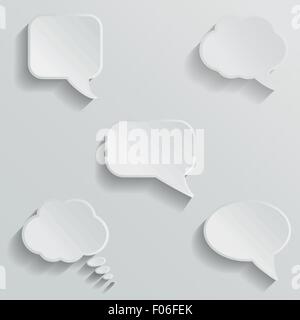 Bulles de Chat - coupe papier design. Couleur blanche sur fond gris clair. Illustration de Vecteur