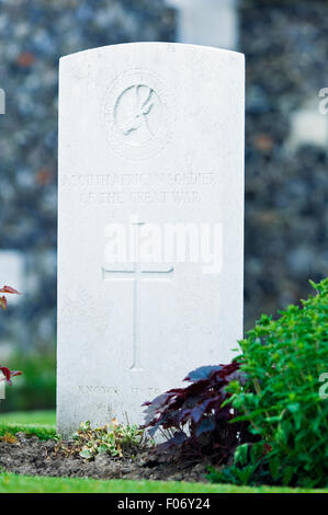 Des pierres tombales d'un soldat de l'Afrique du Sud à des sépultures de guerre du Commonwealth de Tyne Cot Cemetery and Memorial en Belgique Banque D'Images