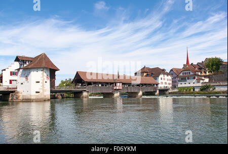 La vieille ville de Bremgarten, près de Zurich, Suisse Banque D'Images