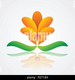 Fleur orange abstract green design vector illustration Illustration de Vecteur
