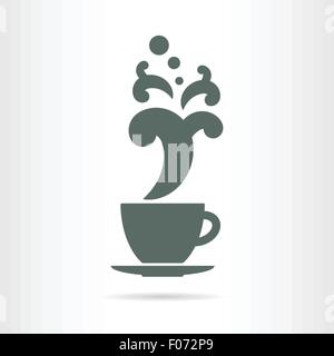 Tasse de café avec du café comme bouclés icône heure vector illustration Illustration de Vecteur