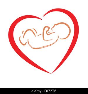 Coeur et nouveau-né comme symbole d'amour parent vector illustration Illustration de Vecteur