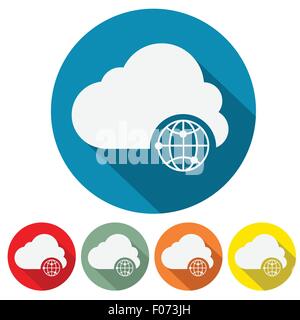 Cloud de stockage Internet icône web design plat vector illustration. Illustration de Vecteur