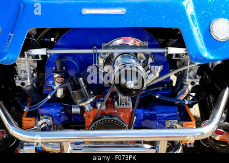 Dans un moteur pristine beach buggy Volkswagen au salon de l'automobile vw sur southsea common england uk 2015 Banque D'Images