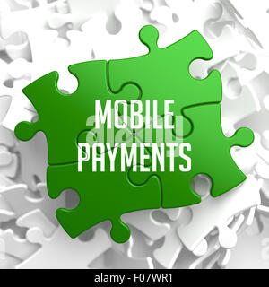 Les paiements mobiles sur Green Puzzle. Banque D'Images