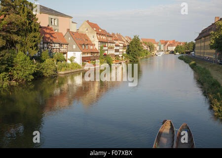 La petite Venise, l'ancien quartier des pêcheurs sur la rivière Regnitz, Bamberg, Bavière, Allemagne Banque D'Images