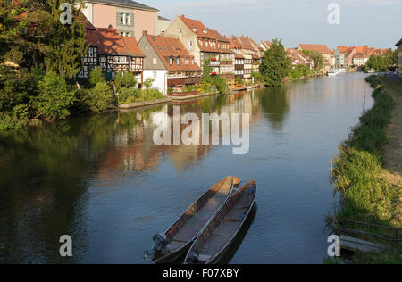 La petite Venise, l'ancien quartier des pêcheurs sur la rivière Regnitz, Bamberg, Bavière, Allemagne Banque D'Images