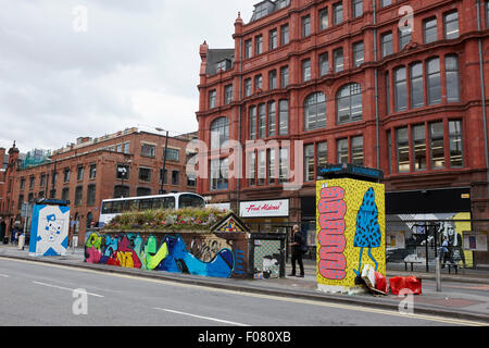 Graffitis et street art à stevenson square Manchester uk Northern Quarter Banque D'Images