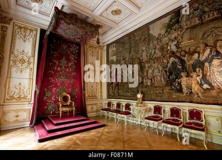 Intérieur avec dorer et murale dans la salle du trône du Château Saint Emmeram, Allemagne Banque D'Images