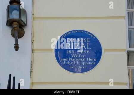 Dr José Rizal blue plaque, Chalcot Crescent, Primrose Hill, London Borough of Camden, Londres, Angleterre, Royaume-Uni Banque D'Images