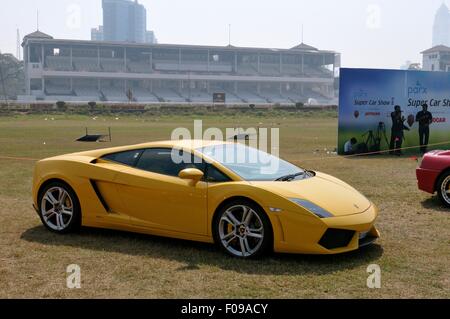 Bombay, Inde - Janvier 26,2013 : Lamborghini Gallardo Jaune à Bombay super car show, Banque D'Images