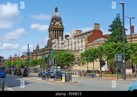 Hôtel de ville de Leeds, Bibliothèque centrale et de la galerie d'Art, Victoria Square, Headrow, UK Banque D'Images