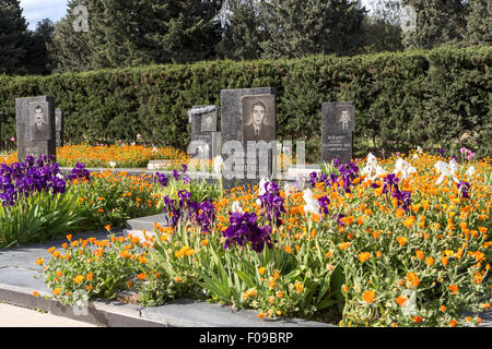 Voie des martyrs ou allée des martyrs, anciennement Parc Kirov, cimetière commémoratif, Bakou, Azerbaïdjan Banque D'Images