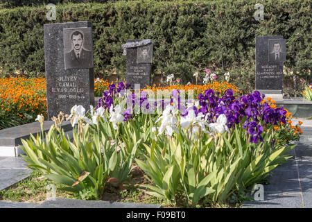 Voie des martyrs ou allée des martyrs, anciennement Parc Kirov, cimetière commémoratif, Bakou, Azerbaïdjan Banque D'Images