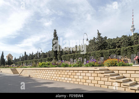 Voie des martyrs ou allée des martyrs, anciennement Parc Kirov, cimetière commémoratif, Bakou, Azerbaïdjan Banque D'Images