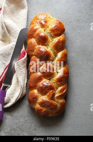 Pain Challah fraîchement cuits au four Banque D'Images