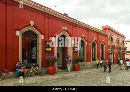 Macedonio Alcala sur bâtiment colonial, Oaxaca, Mexique Banque D'Images