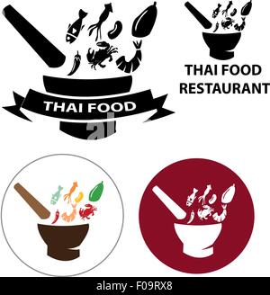 Ensemble de Thai Food restaurant logo Illustration de Vecteur