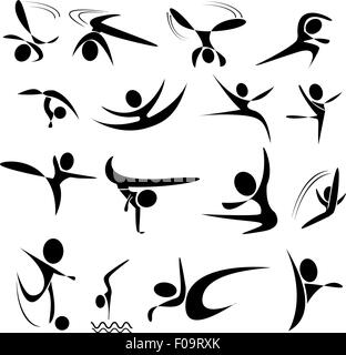 Le taekwondo et icônes de la danse Illustration de Vecteur