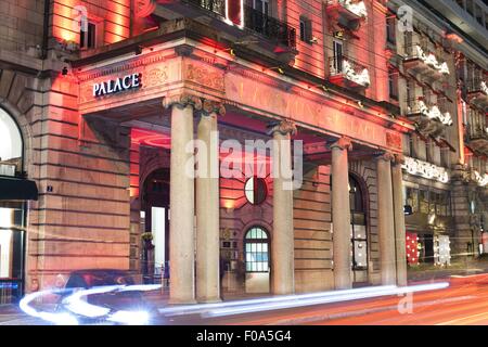 Entrée de l'Hôtel Lausanne Palace à Lausanne, Canton de Vaud, Suisse Banque D'Images