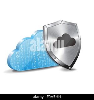 Cloud binaire et la tôle de protection Illustration de Vecteur