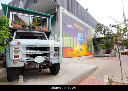 L'Afrique du Sud, Johannesburg, Street art dans une cité Maboneng réaménagement de la ville conçu pour plaire aux créatifs. Banque D'Images