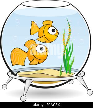 Deux poissons rouges dans un aquarium Illustration de Vecteur