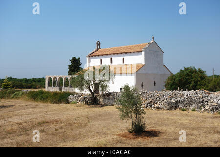 Mednjan, Istrie, Croatie. 8c l'église romane Saint Fosca, lieu de pèlerinage, célèbre pour ses pouvoirs de guérison et de l'énergie Banque D'Images