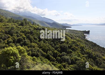 Vue du paysage dans le Parc National de la péninsule de Dilek, Turquie Banque D'Images