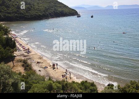 Les gens à Icmeler beach dans le Parc National de la péninsule de Dilek, Turquie Banque D'Images