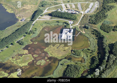 Vue aérienne de la Réserve Naturelle de Brockholes et zones humides Banque D'Images