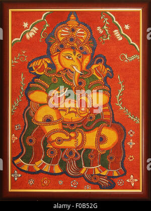 La peinture murale de Lord Ganesh sur toile Banque D'Images