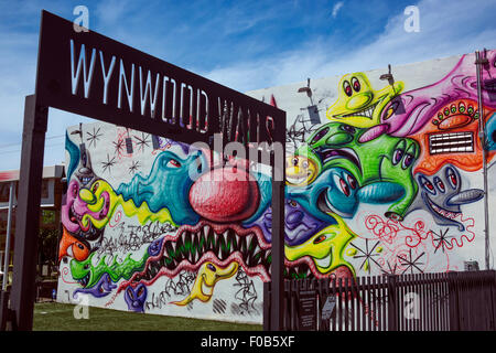 Panneau d'entrée MURS WYNWOOD ART CENTRE RUE WYNWOOD MIAMI FLORIDA USA Banque D'Images