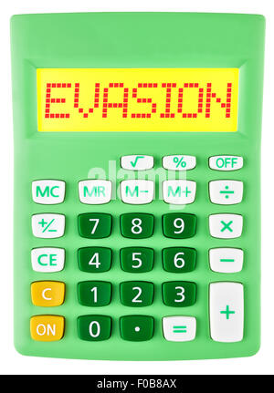 Calculatrice avec affichage sur l'évasion isolé sur fond blanc Banque D'Images