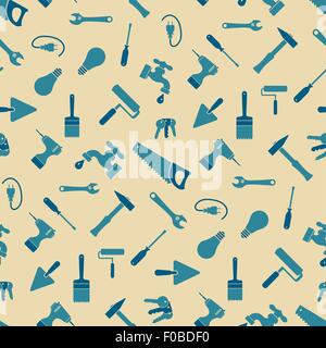 Outils artisan transparente motif dans deux couleurs sur fond marron clair Illustration de Vecteur
