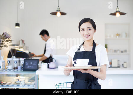 Portrait de serveuse café Banque D'Images