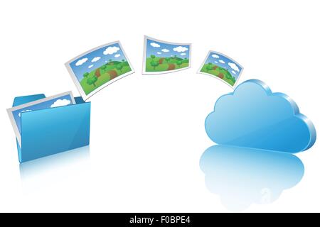 Télécharger des documents vers le cloud Illustration de Vecteur