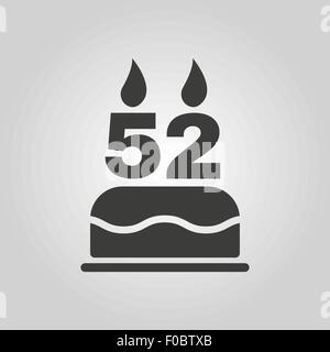 Le gâteau d'anniversaire avec des bougies en forme de numéro 52. Symbole d'anniversaire. Télévision Illustration de Vecteur