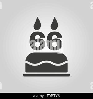 Le gâteau d'anniversaire avec des bougies sous la forme de l'icône numéro 66. Symbole d'anniversaire. Télévision Illustration de Vecteur