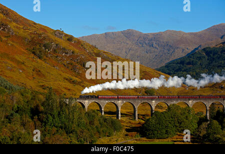 Train à vapeur jacobite, viaduc de Glenfinnan, Lochaber, Ecosse, Royaume-Uni Banque D'Images