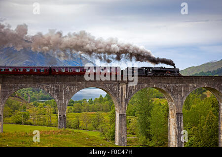 Le Train à vapeur Jacobite viaduc de Glenfinnan, Ecosse Lochaber Banque D'Images