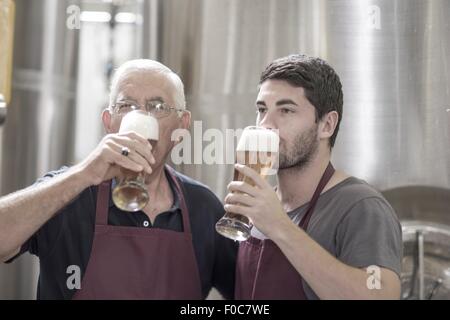 Deux brasseries boire de la bière dans la brasserie Banque D'Images