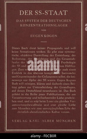 Kogon, Eugen, 2.2.1903 - 24.12 1987, politologue allemand, travaux, 'Der SS-Staat - Das System der deutschen Konzentrationslager' (l'État SS: Le système des Camps de Concentration allemands), Cover, Munich, 1946, Banque D'Images